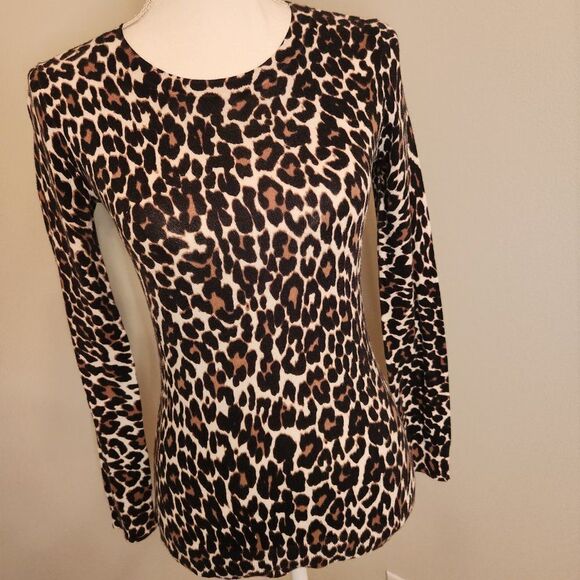 J. Crew Cheetah Print Crewneck Sweater - Picture 7 of 9